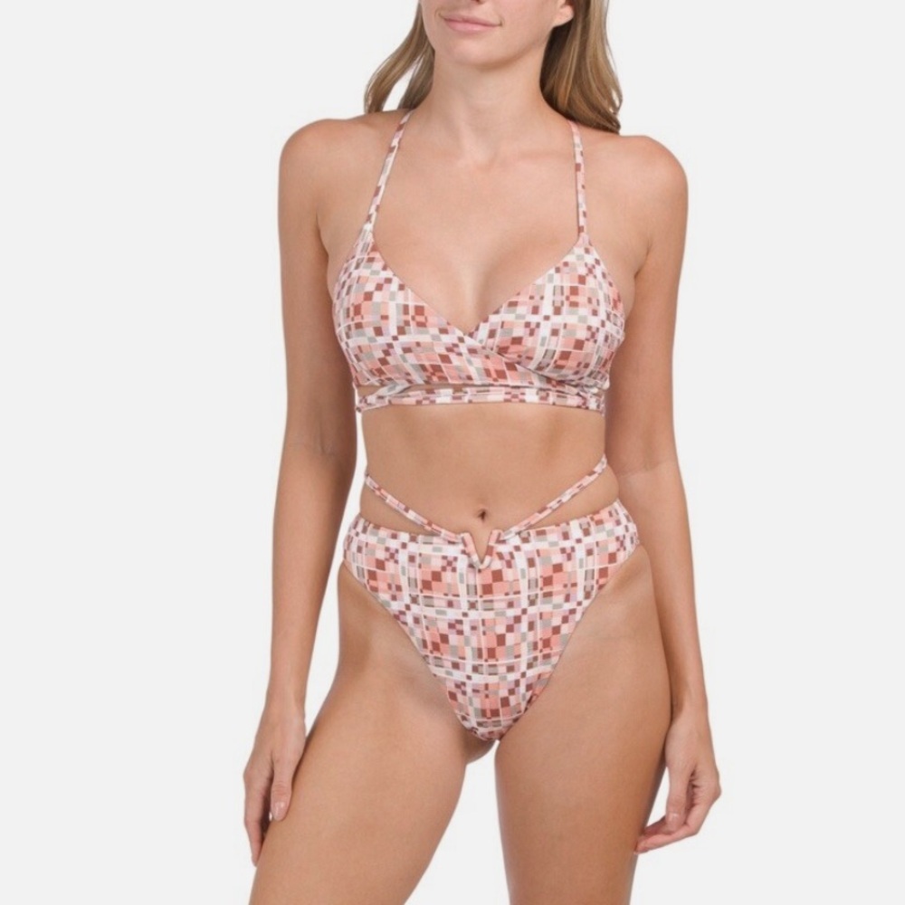 NEW L*SPACE Bikini Kristen Top & Joy Bitsy Bottom Geometric SET Size XS